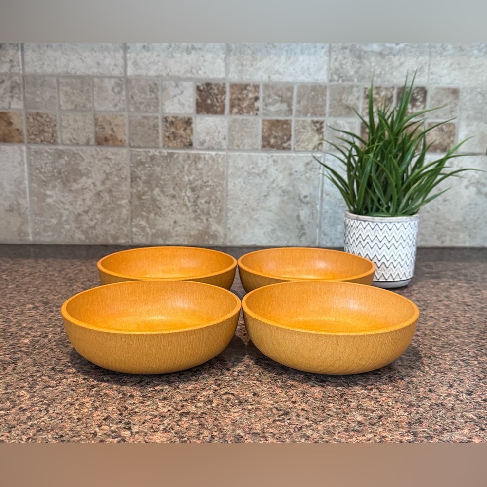 Wood Lite by Nevco 6” Bowls Made in Japan Set of 3 Vintage 1960’s Plastic Bowls
